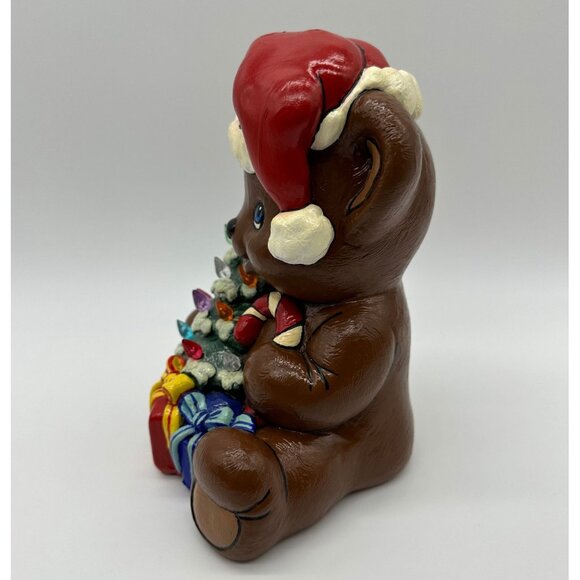 Vintage Santa Claus Bear Christmas Tree Lighted Ceramic 1990s Kitschy Decoration - Picture 3 of 10